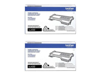 Brother TN-450 Black Toner Cartridges, High Yield, 2/Pack (TN450-2PKSTP)