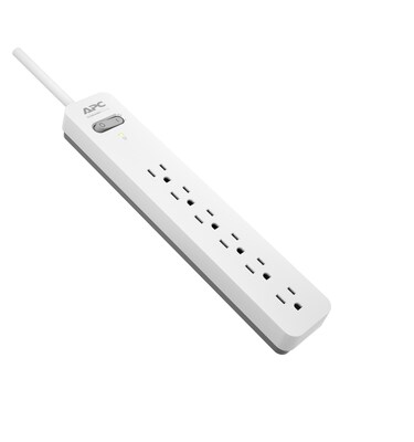 APC Essential Surge Protector 6 Outlet Surge Protector, 6 Cord, White/Grey (PE66WG)