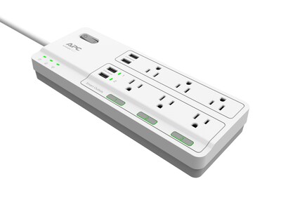 APC Smart Surge Protector 6 Outlet Surge Protector, 4 USB, Alexa Compatible, 1260 Joules, 6’ Cord, White (PH6U4X32W)