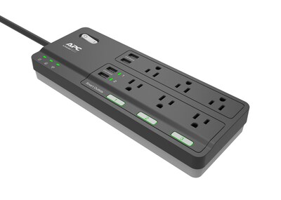 APC Smart Surge Protector 6 Outlet Surge Protector, 4 USB, Alexa Compatible, 1260 Joules, 6’ Cord, Black (PH6U4X32)