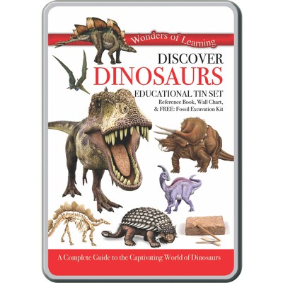 Round World Products Wonders of Learning Tin Set, Discover Dinosaurs, 2 Sets (RWPTS03BN)