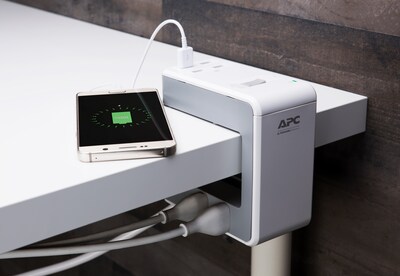 APC Essential 6 Outlet Desk Clip Surge Protector, 4 USB, 6' Cord (PE6U4W)
