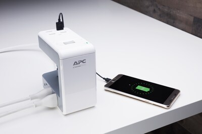 APC Essential 6 Outlet Desk Clip Surge Protector, 4 USB, 6' Cord (PE6U4W)