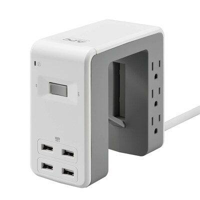 APC Essential 6 Outlet Desk Clip Surge Protector, 4 USB, 6 Cord (PE6U4W)
