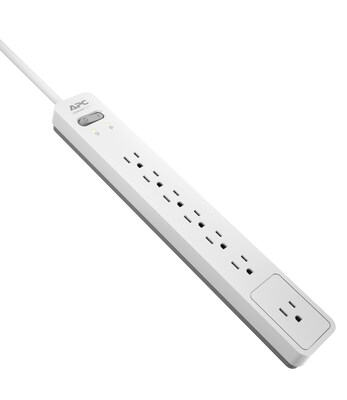 APC Essential Surge Protector, 7 Outlet Surge Protector, 6' Cord, White/Grey (PE76WG)