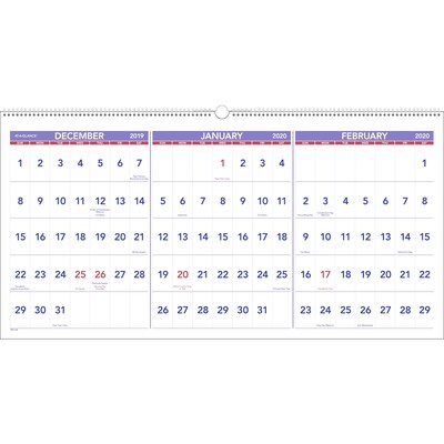 2020 AT-A-GLANCE 24 x 12 3-Month Reference Horizontal Wall Calendar (PM14-28-20)