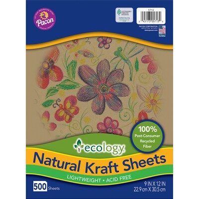 Pacon Ecology Natural Kraft Sheets, 9 x 12 Construction Paper, Kraft, 2 Packs (PAC5713BN)