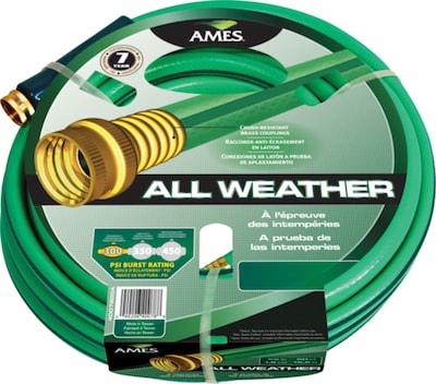 AMES® All Weather Garden Hoses, 5/8 in x 50 ft, Green/Blue (027-4007800A)