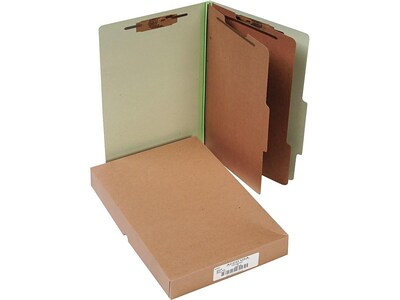 ACCO Recycled Reinforced Pressboard Top Classification Folders, 2 Dividers, 3 Expansion, Legal Size, Leaf Green, 10/Pack