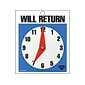 Cosco® Open/Come In/Will Return with Clock Indoor/Outdoor Door Sign, 5.25"L x 6"H, Multi Colors (098010)