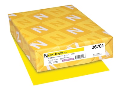 Neenah Paper Exact® Brights Colored Paper, 20 lbs., 8.5 x 11, Bright  Yellow, 500 Sheets/Ream (2628