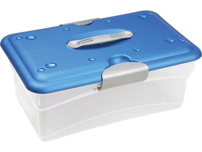 Homz Medium Tote-N-Go Mobile Tote, Clear/Blue (7881STMB.06)