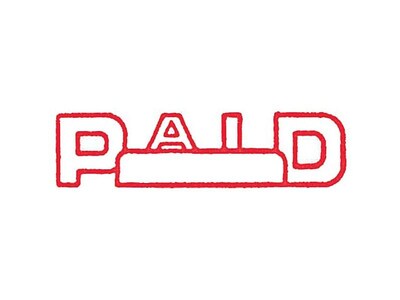 Offistamp Pre-Inked PAID Rectangle Stamp, Red Ink (034504)