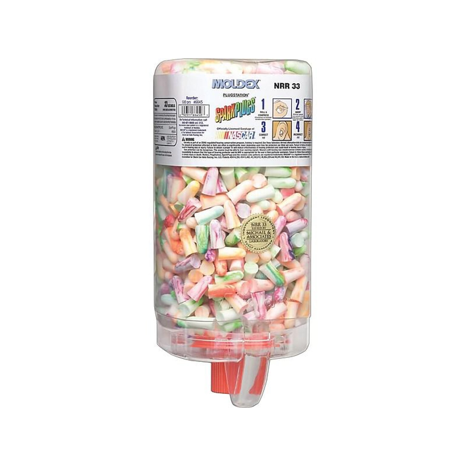 Moldex SparkPlugs PlugStation Uncorded Earplugs, 33 dB, Assorted, 500/Box (6645)