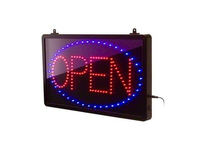 Update International Open Outdoor Sign, 21.63L x 13H, Black (LED-OPEN)