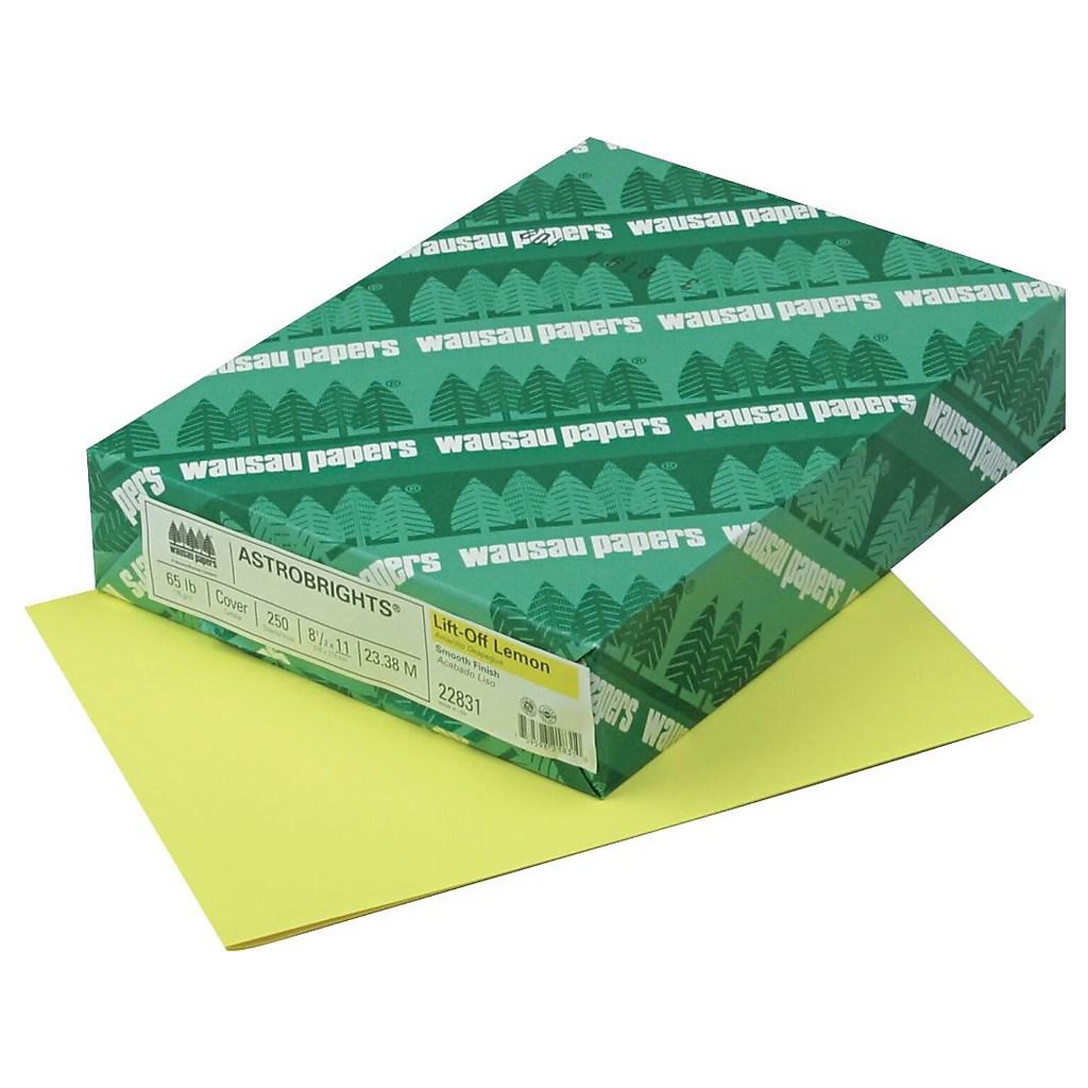 Astrobrights Cover Paper, 65 lbs, 8.5 x 11, Lift-Off Lemon, 250/Ream (22831)