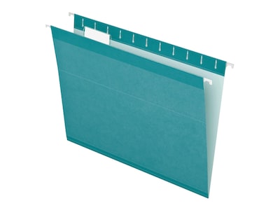 Pendaflex Reinforced Hanging File Folders, 1/5 Tab, Letter Size, Aqua, 25/Box (PFX 4152 1/5 AQU)