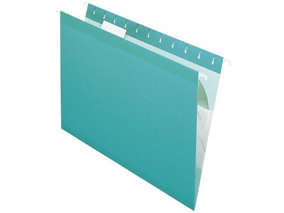 Pendaflex Reinforced Hanging File Folders, 1/5 Tab, Letter Size, Aqua, 25/Box (PFX 4152 1/5 AQU)