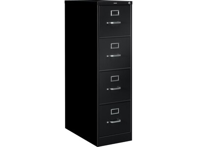 HON S380 4-Drawer Vertical File Cabinet, Locking, Letter, Black, 26.5D (HS384PP)