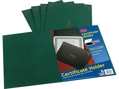 Oxford 8.5 x 11 Certificate Holders, Hunter Green, 5/Pack (OXF 29900605BGD)