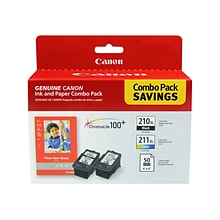 Canon PG-210 XL/CL-211 XL Combo Black/Color Ink Cartridges, High Yield, Photo Paper Value Pack (2973