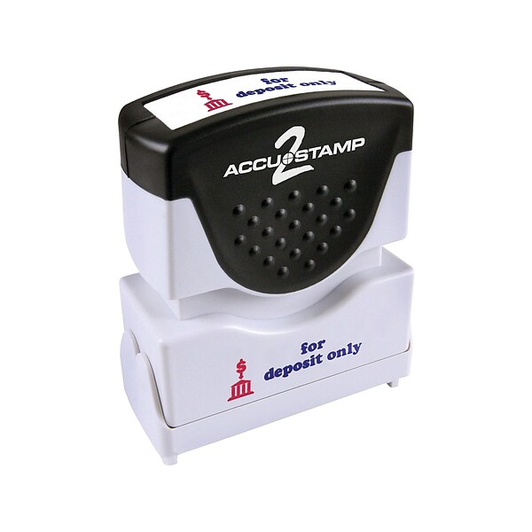 Accu-Stamp 2 Pre-Inked Stamp, For Deposit Only, Blue and Red Inks (035523)
