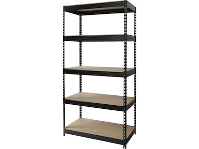 Iron Horse 3800 Rivet 5-Shelf Steel/Particle Board Unit, 36W, Black (17127)