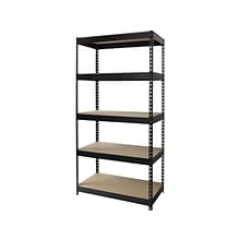 Iron Horse 3800 Rivet 5-Shelf Steel/Particle Board Unit, 36W, Black (17127)