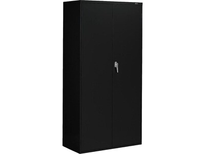 Global 9300 72" Steel Storage Cabinet with 4 Shelves, Black (9336-S72L-BLK)