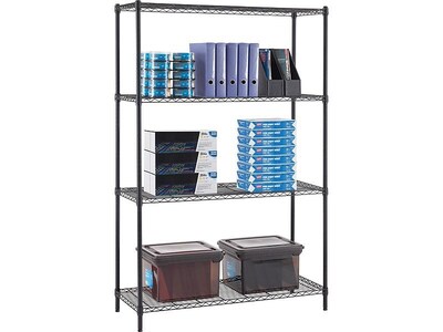 Whalen 4-Shelf Wire Unit, 48W, Black (WS184872-4B)