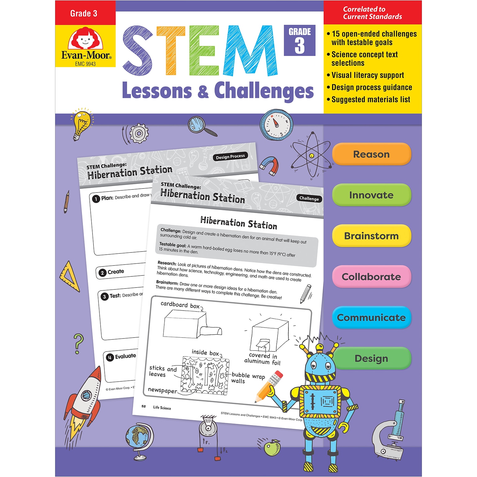 Evan-Moor STEM Lessons & Challenges, Grade 3, Pack of 2 (EMC9943BN)