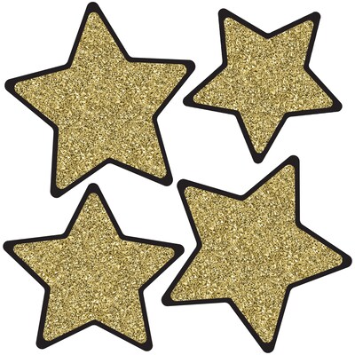 Carson Dellosa Sparkle and Shine Solid Gold Glitter Stars Cut-Outs, 36/Pack (120569)