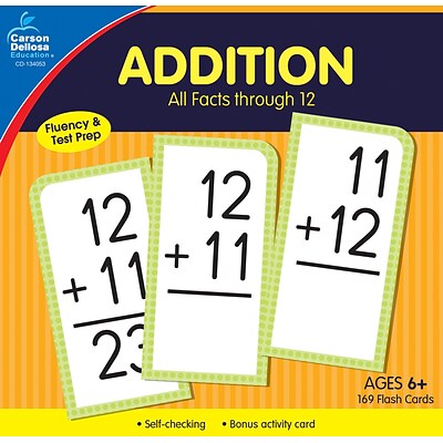 Carson-Dellosa Addition All Facts through 12 Flash Cards, 170/Set (134053)
