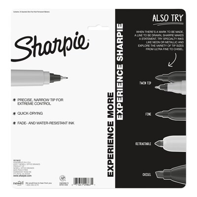 Sharpie Color Burst Permanent Markers, Ultra Fine Tip, Assorted, 24/Pack (1949558)