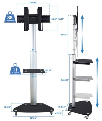 Mount-It! Metal Pedestal TV Stand, Screens up to 70", Black (MI-1875)