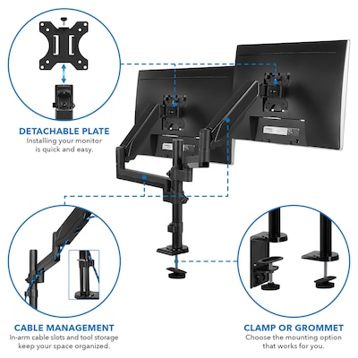 Mount-It! Dual Monitor Arm Desk Mount for 19" to 32" Monitors, Black (MI-4762)