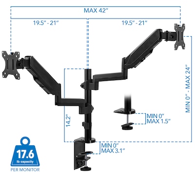 Mount-It! Dual Monitor Arm Desk Mount for 19" to 32" Monitors, Black (MI-4762)