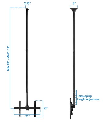 Mount-It! Extra Long Ceiling TV Mount Bracket for 32-70" Dispalys (MI-509XL)