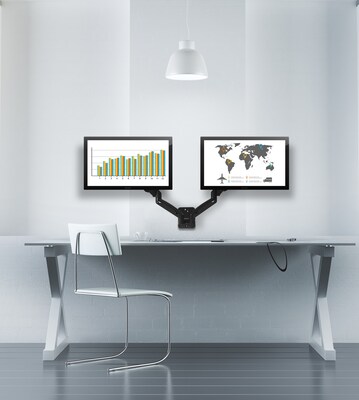 Mount-It! Dual Arm Monitor Wall Mount for 19" to 27" Displays, Black (MI-766)