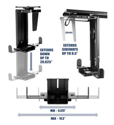 Mount-It Mi-7150 CPU Under Desk Mount Computer Tower Holder