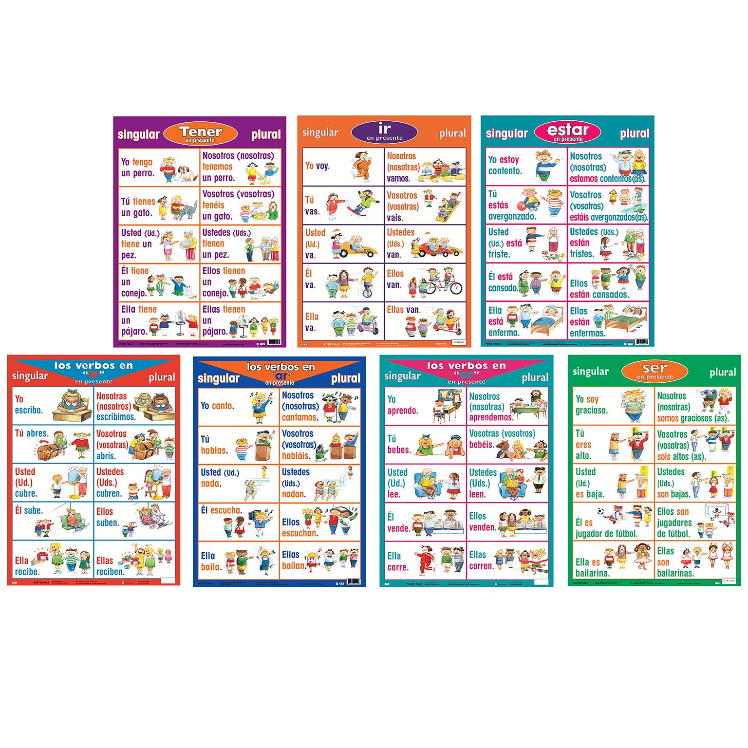 Poster Pals Spanish Verb Posters, Set of 7 (PSZP23)