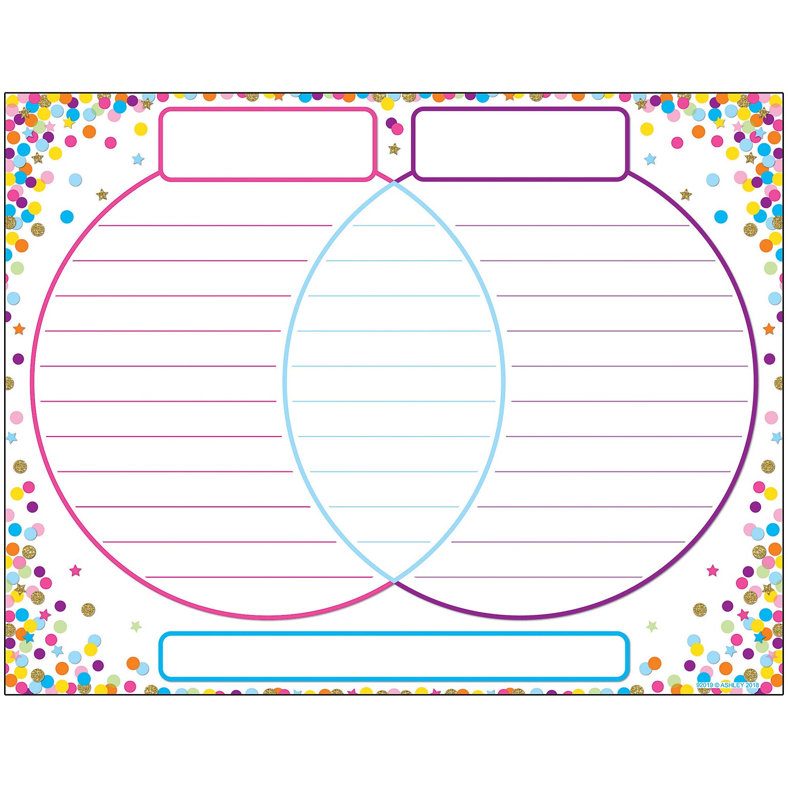 Ashley Productions Smart Poly™ Confetti Venn Diagram Chart, Dry-Erase Surface, 17 x 22, Pack of 10 (ASH92019BN)