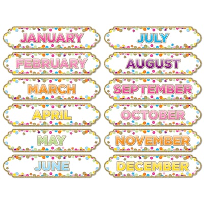 Ashley Productions Magnetic Die-Cut Timesavers & Labels, Confetti Months of the Year, 5 Packs, 12 Pe