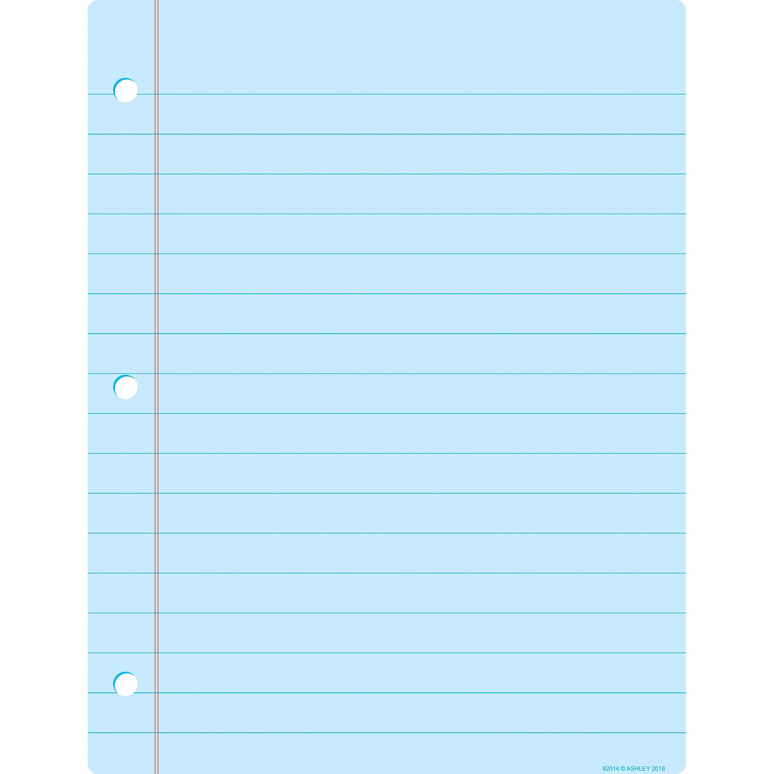 Ashley Productions Smart Poly™ Big Light Blue Notebook Paper Chart, Dry-Erase Surface, 17 x 22, Pack of 10 (ASH92014BN)