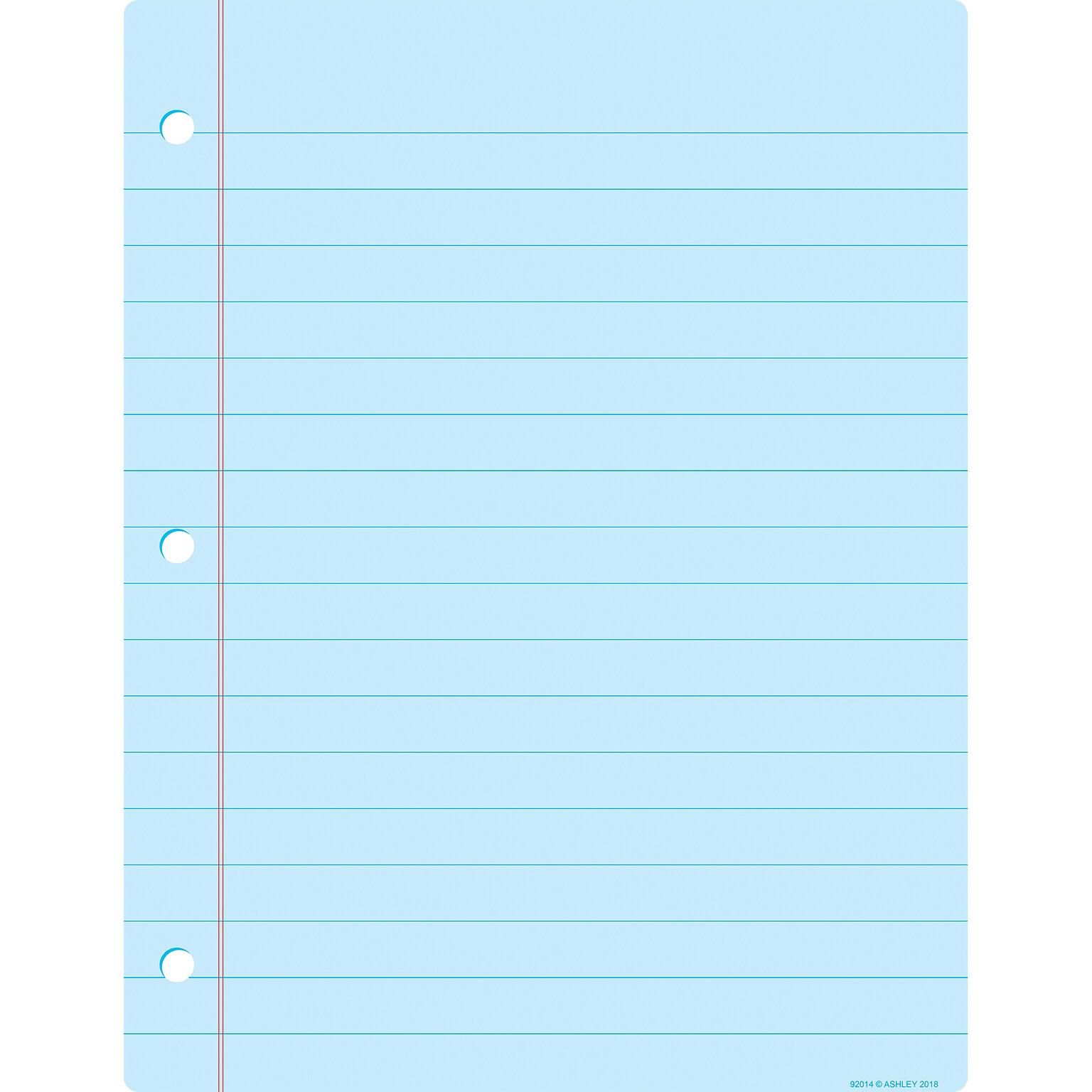 Ashley Productions Smart Poly™ Big Light Blue Notebook Paper Chart, Dry-Erase Surface, 17 x 22, Pack of 10 (ASH92014BN)