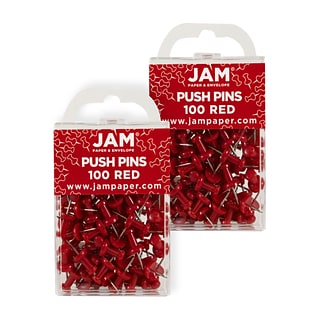Jam Paper Push Pins - Gold Pushpins - 100/Pack