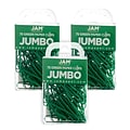 JAM Paper Jumbo Paper Clip, Green, 3 Packs of 75(42186878B)