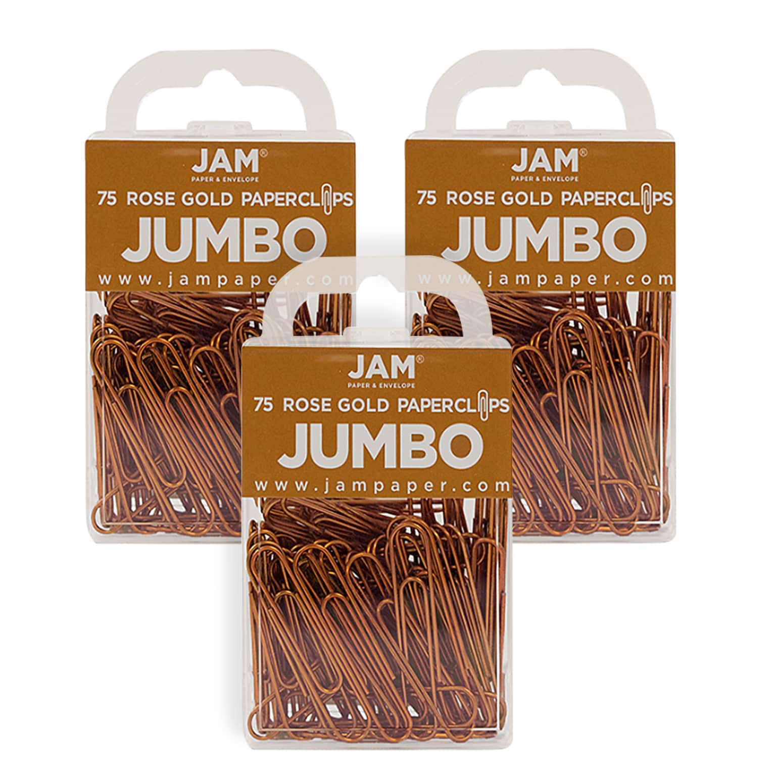 JAM Paper Jumbo Paper Clip, Rose Gold, 3 Packs of 75 (21832059B)