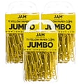 JAM Paper Jumbo Paper Clips, Yellow, 3 Packs of 75 (42182236B)