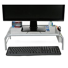 Mind Reader Metal Mesh Monitor Stand, Laptop Riser with 2 Storage Compartments, Silver (MESHM-SIL)
